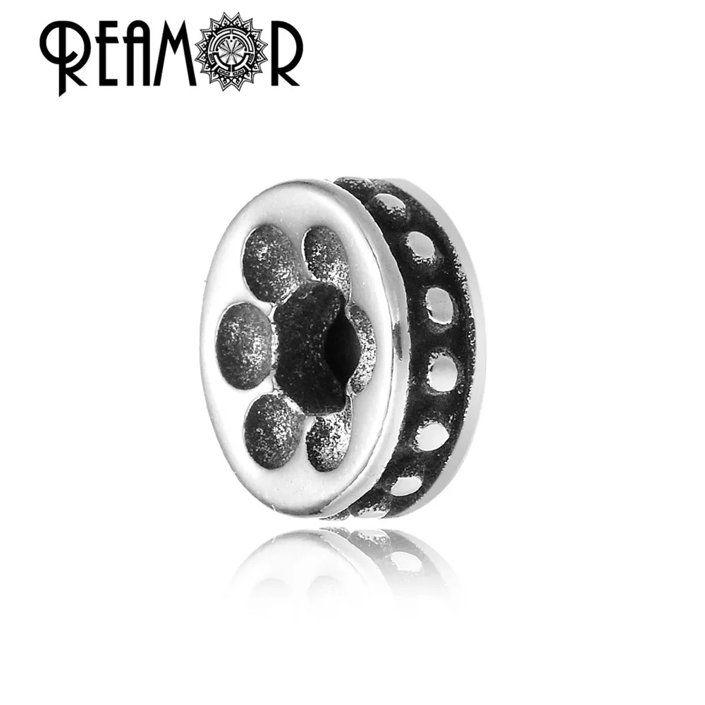 

REAMOR 316L Stainless Steel Basic Round Spacer Charm European Style Beads For Men DIY Bracelet Jewelry Findings