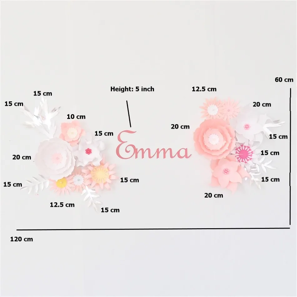 

Handmade Fleur DIY Paper Flowers Set Name Sign Kit Nursery Wall Decorations Baby Shower Backdrop Girls Nursery Wall Flower Decor