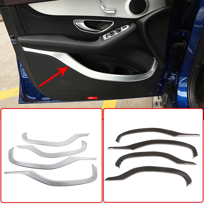 For Mercedes Benz GLC Class X253 220 260 300 2015-2019 Car  Inner Door Panel Decoration Strips Moulding Trim Auto Accessories