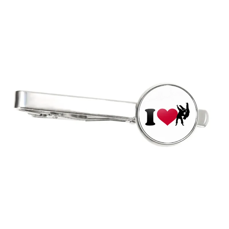 Nieuwe Mode Sport Ik Liefde Judo Mannen Karate Sieraden Hoge Kwaliteit Handgemaakte Glazen Cabochon Tie Clips Gift