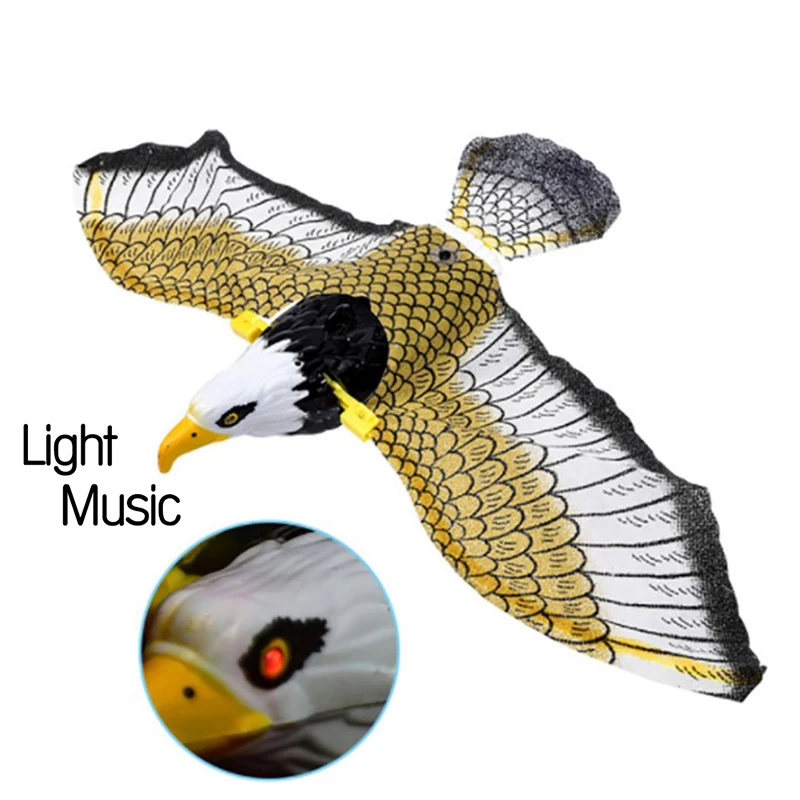 New Luminous Bird With Music Repellent Hanging Eagle Flying Bird Scarer Garden Decoration Portable Flying Bird Garden Decor