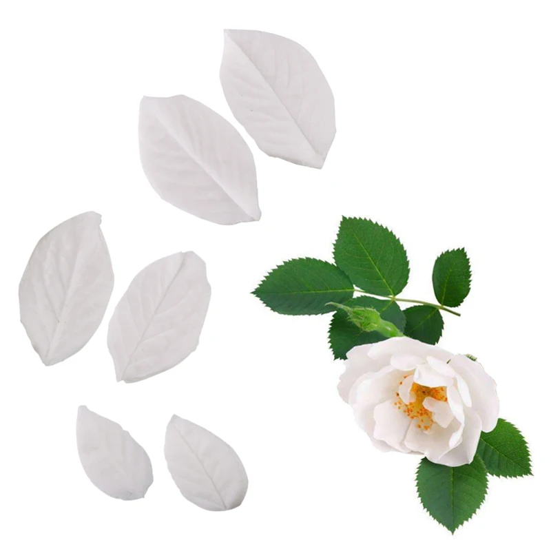 Mini Rose Leaf Petal Flower Veiners Silicone Molds Fondant Sugarcraft Gumpaste Resin Clay Water Paper Cake Decorating ToolsM2470