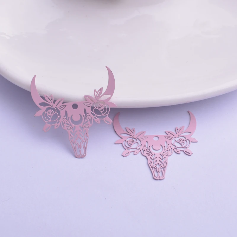 30 Stück AB6215 28*29mm Rinderschädel-Anhänger Ochsenhörner Anhänger Bulle Charm Ohrring Hängeschmuck Dekoration – Detail 7