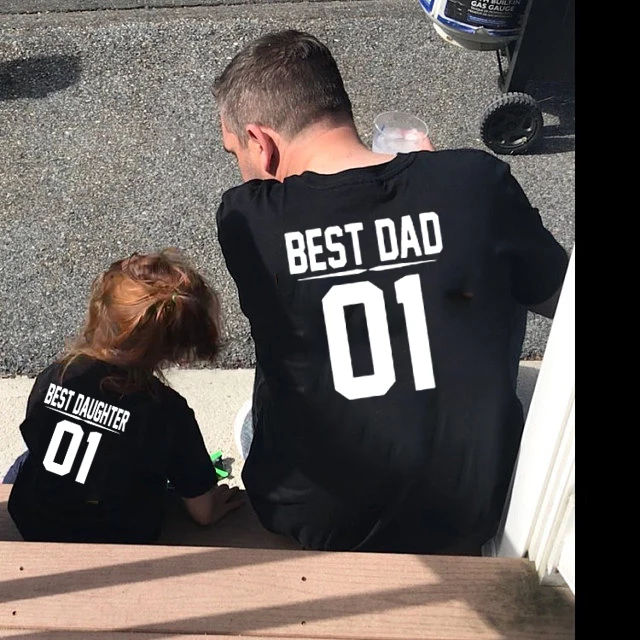 1pcs 1pcs Father and Baby Matching Shirts Best Dad Best Daughter 01 Letter Printed Daddy and Daughter Match Family Look Outfits