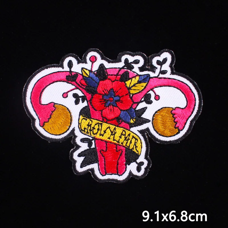 Mexican Skull Patch Punk Biker Iron on Embroidered Patches On Clothes Lips Heart Patches Embroidery Patches For Clothes Badge