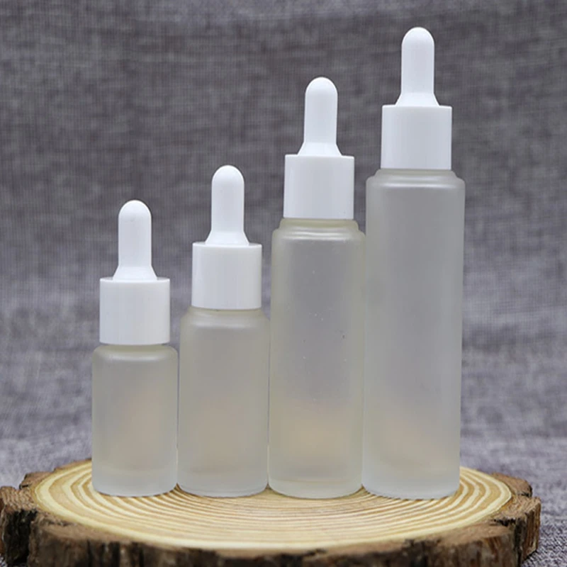 500pcs 15ml 30ml frosted clear glass dropper bottle eye essential oil Empty glass bottle with white dropper