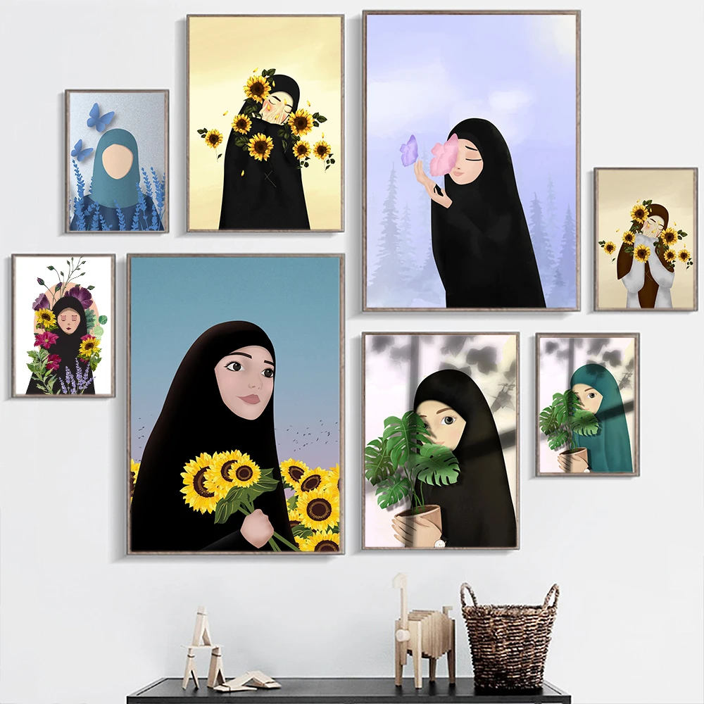 خمر مجردة فتاة عقد الزهور النساء الرسم على لوحات القماش الجدارية موضة الشمال ملصق جدار صور لغرفة المعيشة غير المؤطرة