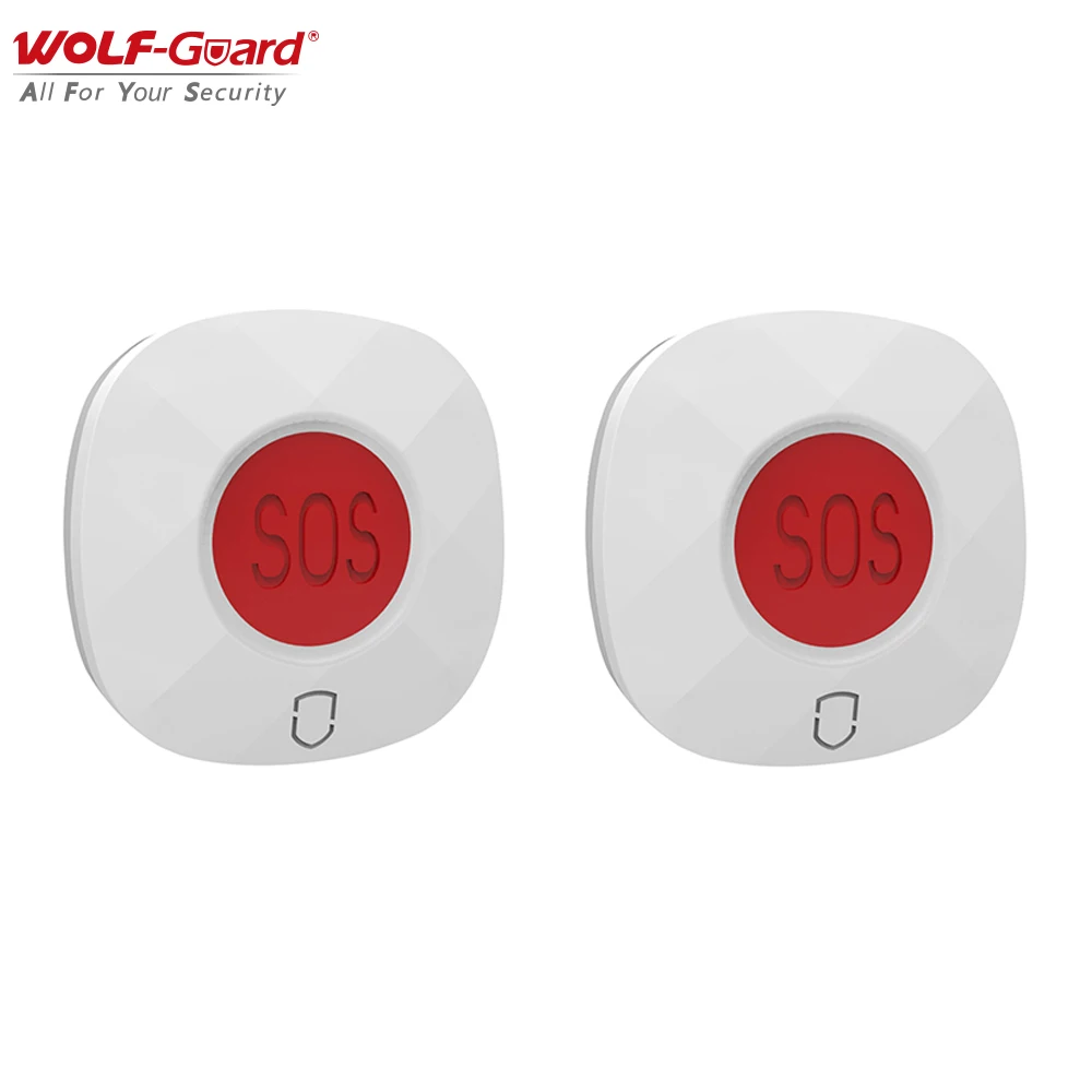 

2Pcs Wolf-Guard 433MHz Wireless Emergency Panic SOS Button Home Hospital Security System for Elderly /Patients /Children