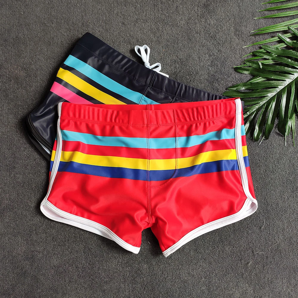 Sexy Stripes Men Swimwear Swimsuit Man Men\'s Swimming Trunks Shorts Push Up Pad Mens Swim Briefs Beach Surf Bathing Suit