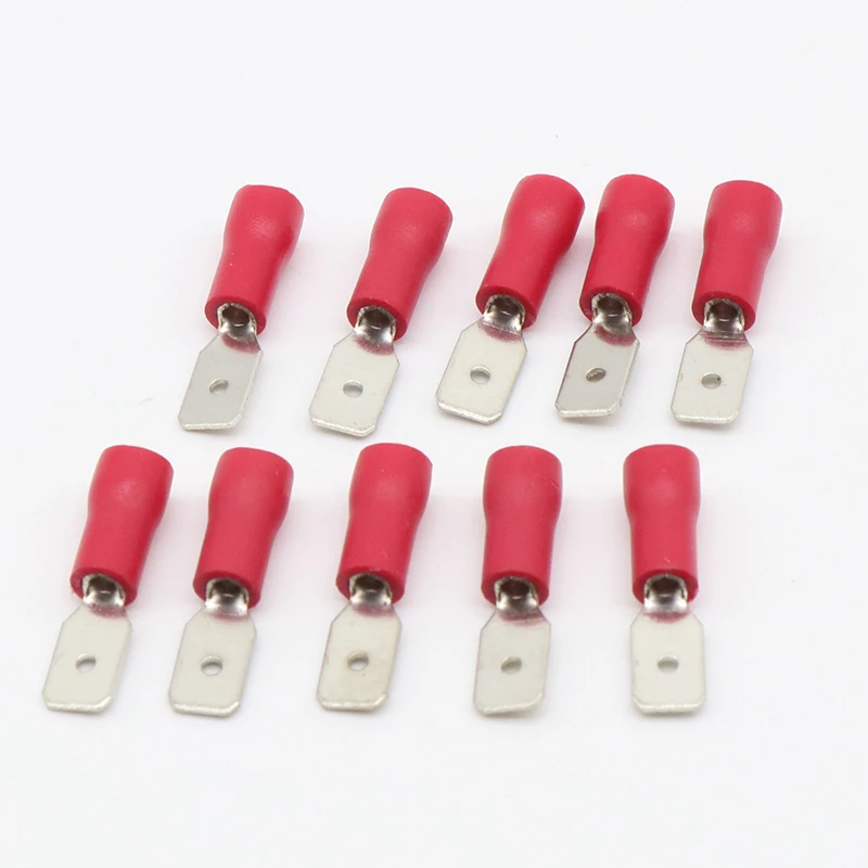 50PCS/LOT Red MDD1.25-187 male Insulated Spade Quick Connector Terminals Crimp Terminal AWG MDD