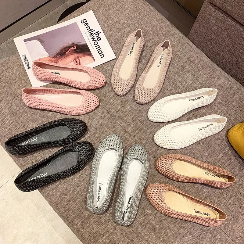 Plastic Summer Shoes Women Slip Ons Sandals Flats 2021 New Female Casual Shoes Hallow Summer Sandals for Womens