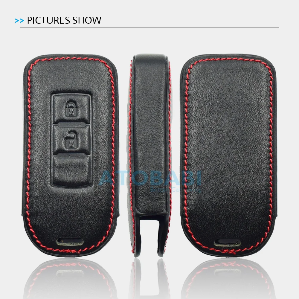 Leather Car Key Case For Mitsubishi Outlander Lancer 10 Pajero Sport L200 ASX RVR Smart Remote Fobs Protector Cover Keychain Bag