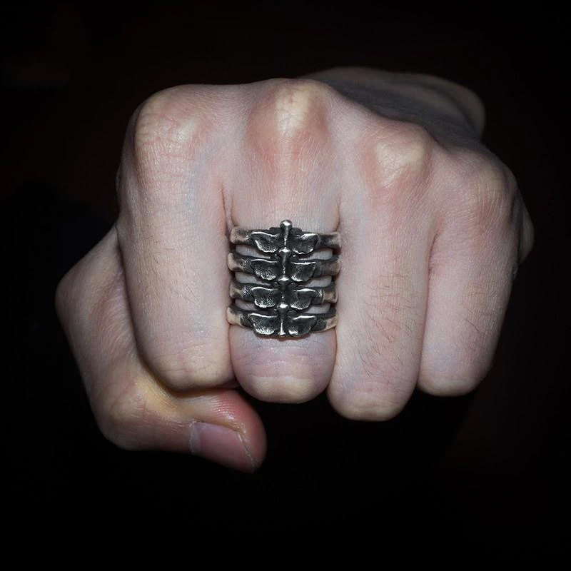 Creative Design Men's Skull Ribs Open Ring Goth Punk Jewelry Gift