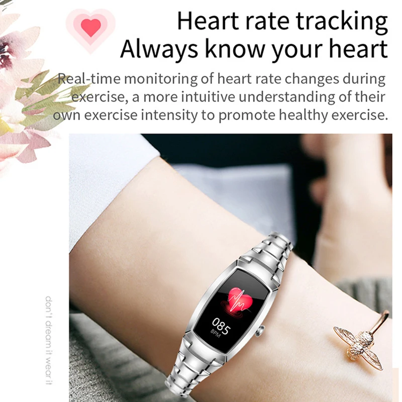 Novo h8 e h8 pro feminino smartwatch monitor de freqüência cardíaca pressão arterial relógio inteligente banda rastreador fitness senhora pulseira