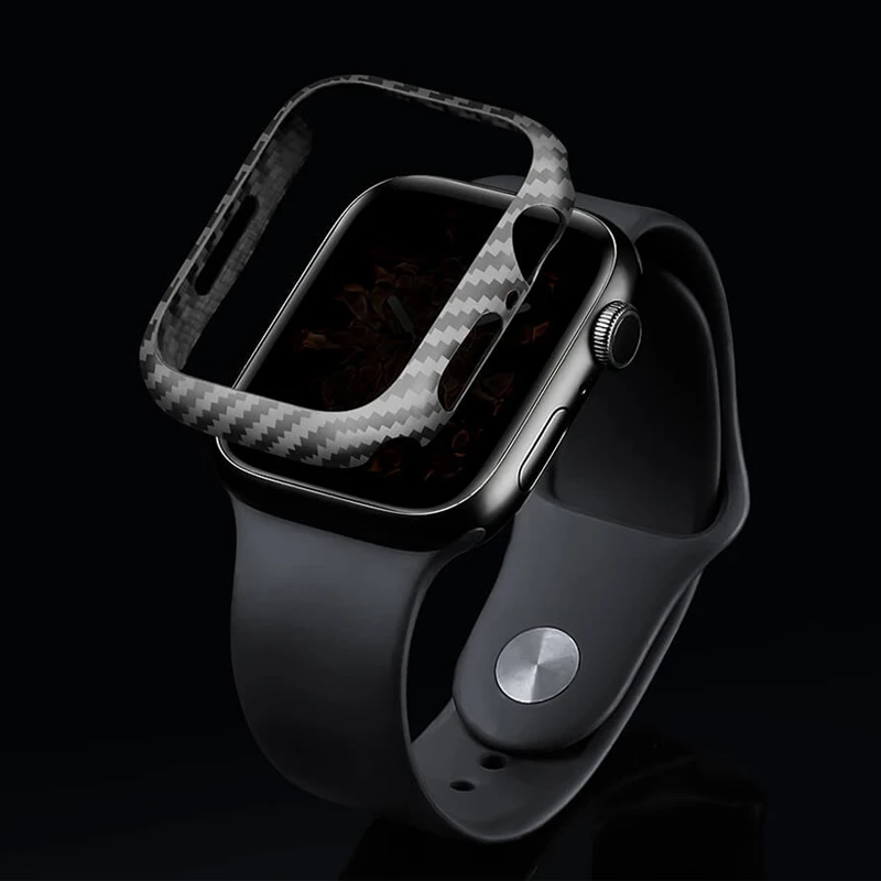 Couvercle en fibre de carbone pour Apple Watch, boîtier de montre intelligente, protecteur de montre intelligente, série 7, 6, 5, 3, SE, 44mm, 45mm, 41mm, 40mm, iWatch 42mm, 38mm