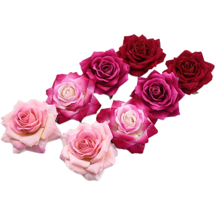 Roses artificielles de haute qualité pour Scrapbooking, 10 pièces, têtes en soie, accessoires de décoration pour la maison, produits ménagers pour mariage