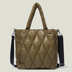 Marca de designer lingge acolchoado grande tote náilon bolsas femininas luxo para baixo algodão ombro crossbody sacos shopper saco 2022