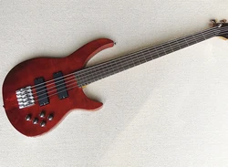 5 Strings Fretless Neck-thru-body Electric Bass Guitar with Active Circuit,Flame Maple Veneer,Providing Customized Service