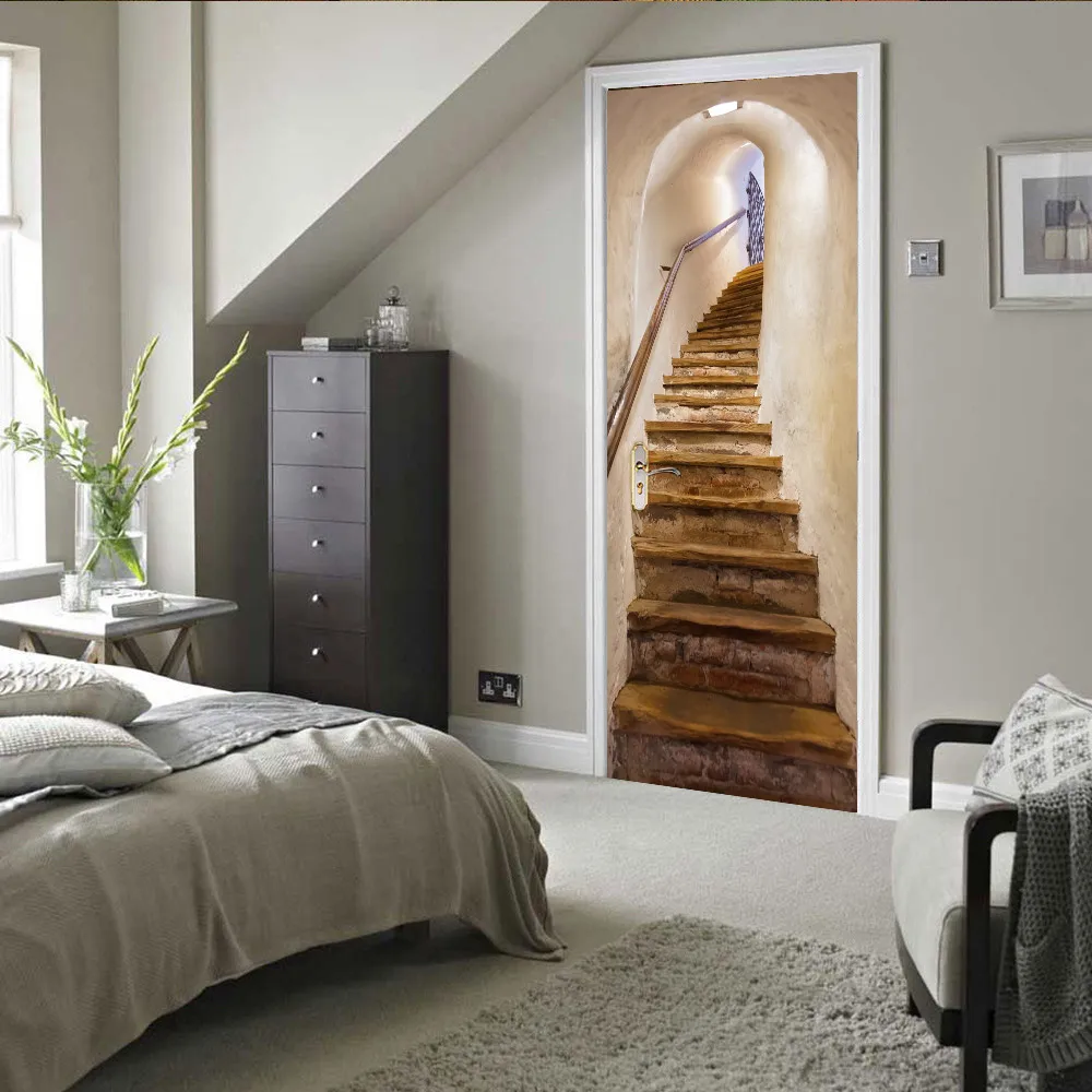 Creative environmental protection 3D stairway door sticker refurbished self-adhesive bedroom wall sticker