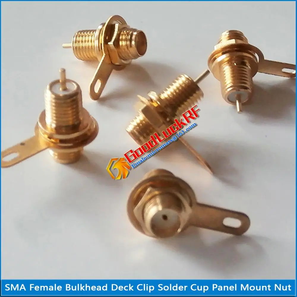 Brass SMA Female With O-ring Bulkhead Mount Panel Deck Nut Jack handle Solder Solid needle RF Coaxial Connector Socket