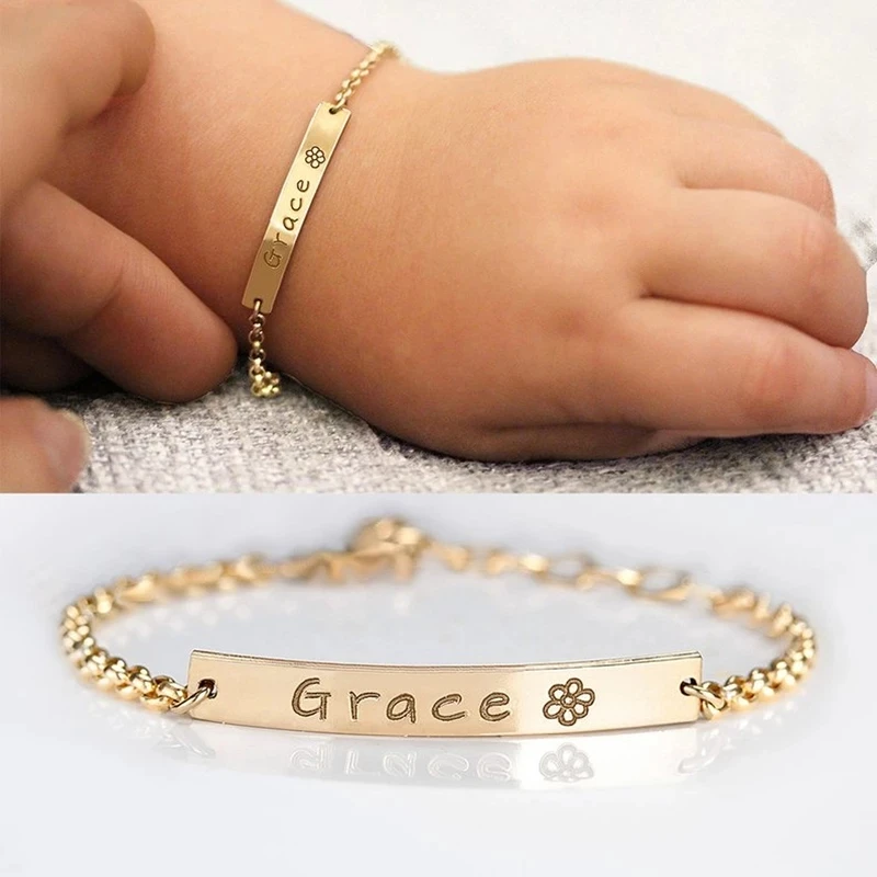 

Custom Baby Name Bracelet Personalized Jewelry Bracelet Stainless Adjustable Child Bracelet Add Cute Symbol Design Gift