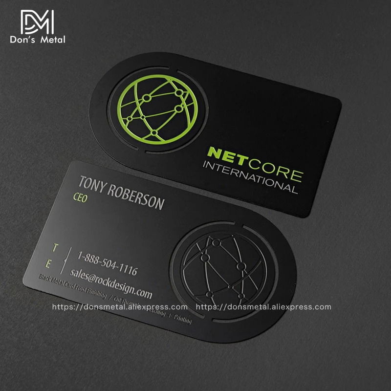 

High-end stainless steel business card custom hollow metal card black business card design and production