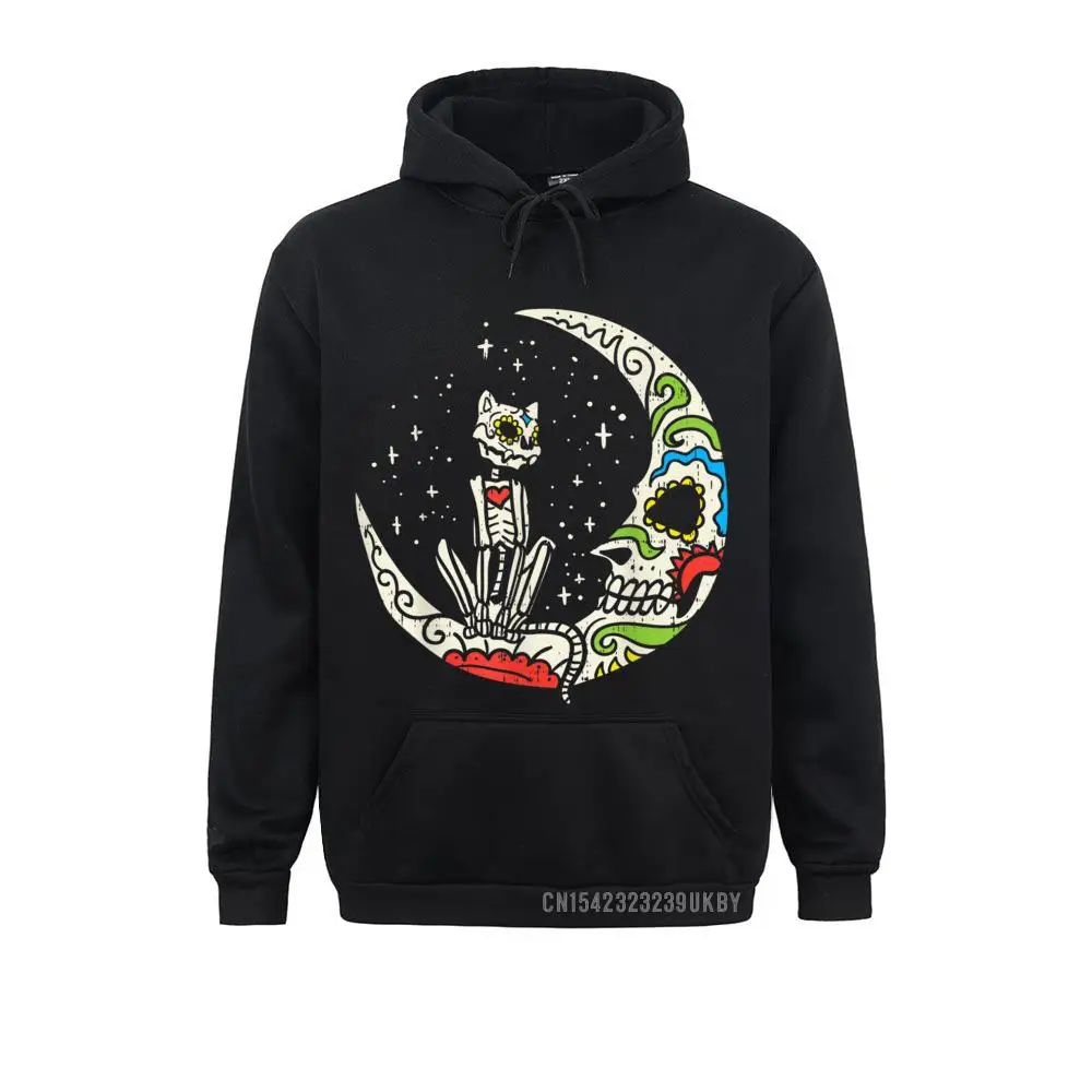 Sugar Skull Cat Moon Dia De Los Muertos Halloween Costume Hoody Sweatshirts 3D Printed Father Day Hoodies Family Sportswears