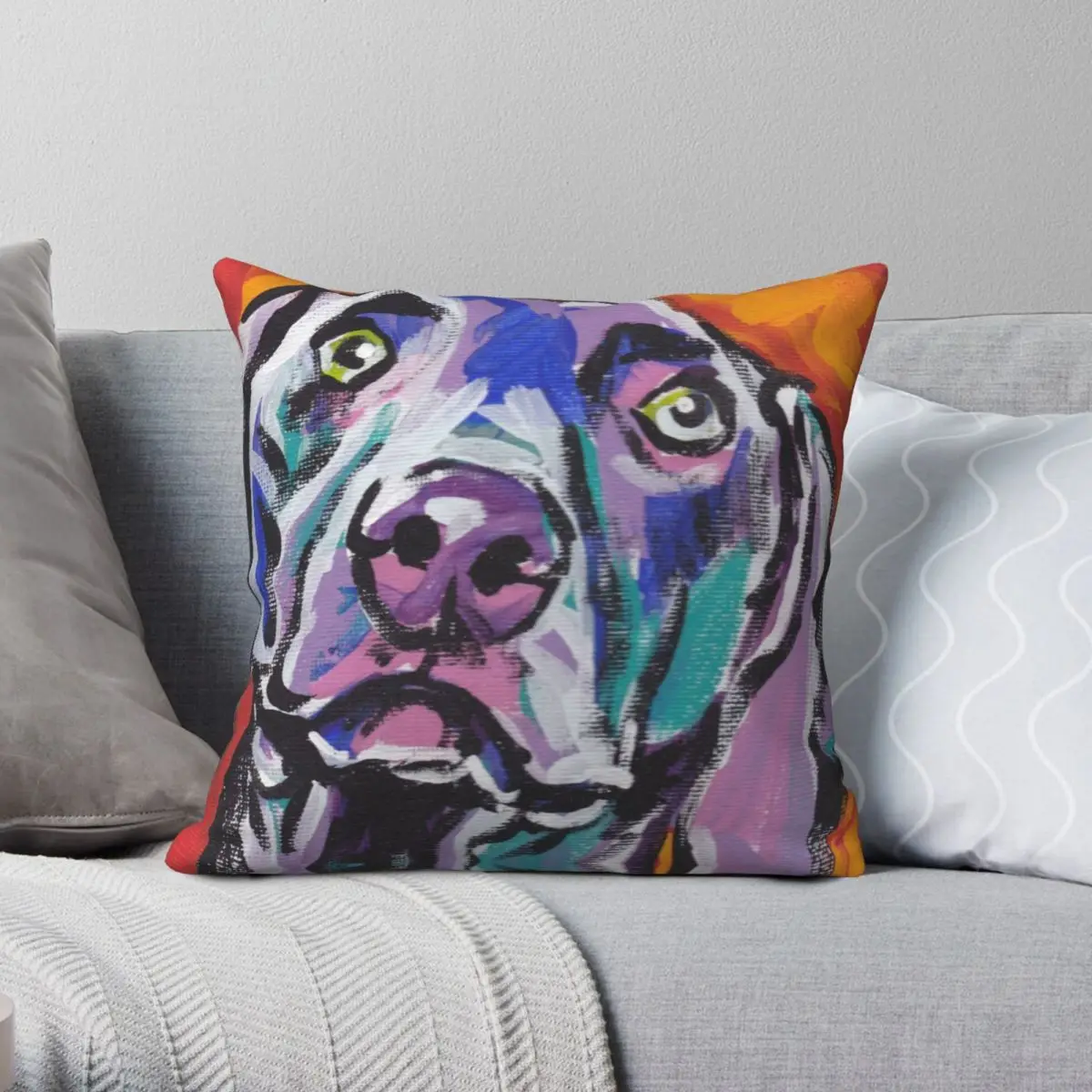 Weimaraner Dog Bright Pop Dog Pillowcase Polyester Linen Velvet Printed Zip Decor Sofa Seater Cushion Cover