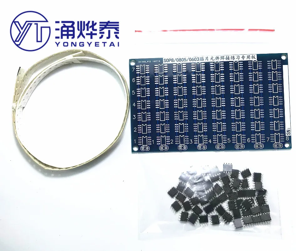 SMT SMD componente Placa de práctica de soldadura, Kit DIY de soldadura, Transistor de diodo de resina por start Learning SOP8 chip 0805 PCB 0603 S