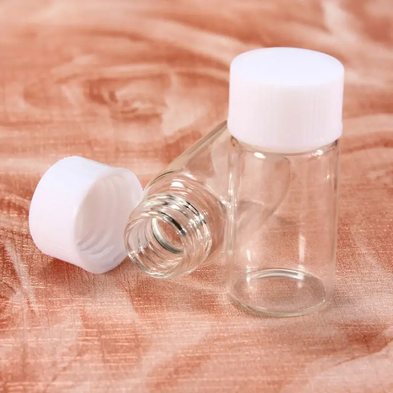 10Pcs  White Mini Bottles Glass Vials Sample Clear Screw Cap Stash  Jar Potion or Perfume Stash  Jar Sample 3ml