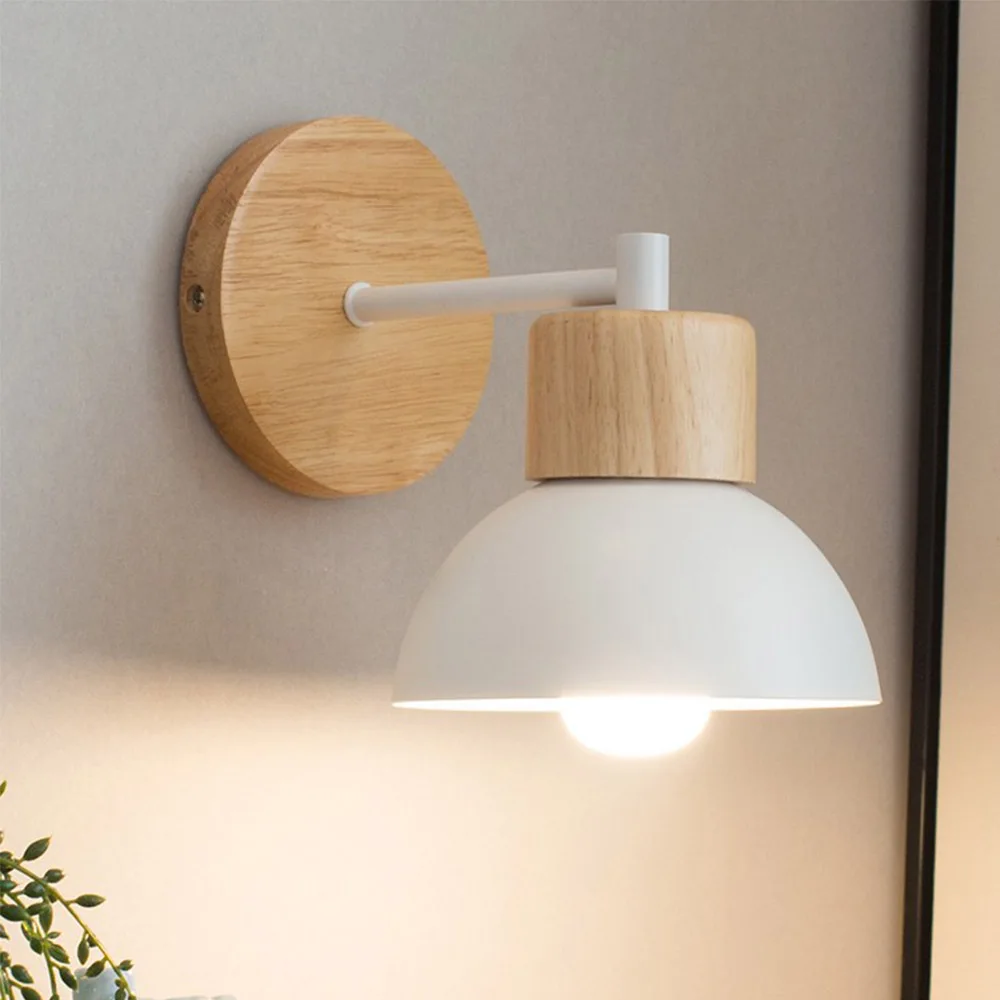 

Modern Creative Wooden Wall Sconces Light, Nordic Vintage Decoration Wall Lamp Bedside Reading Lignting for Bedroom Living Room