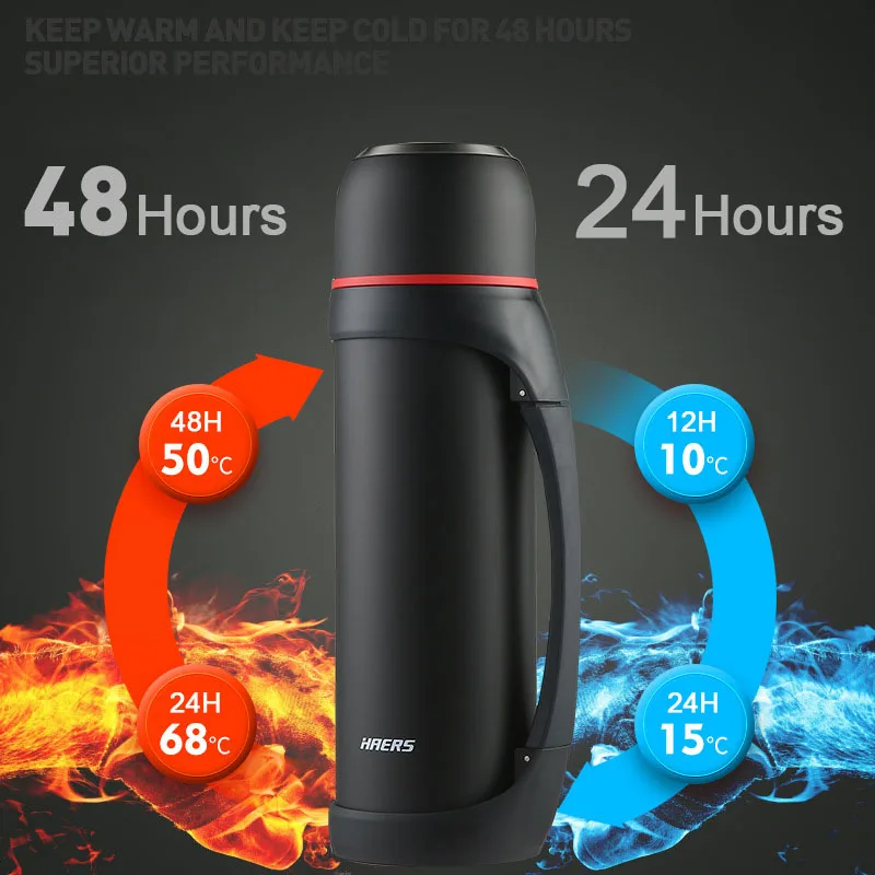 Portable Outdoor Sport Thermos Water Bottle for Camping Traveling 48 Hours Keep Warm/Cold Thermal Insulation Pot Insulated Cup