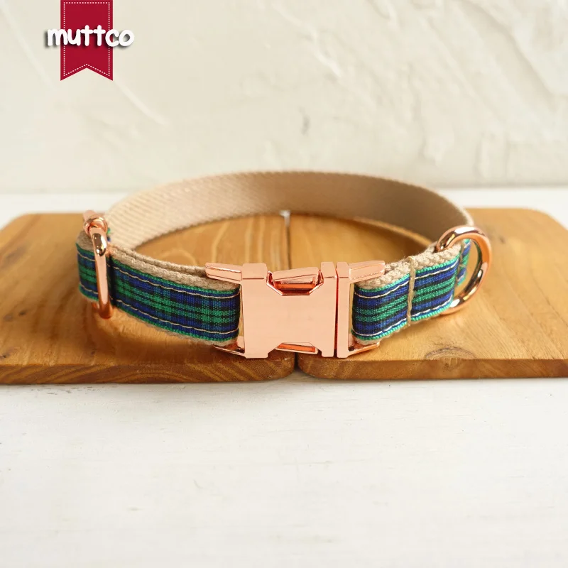 MUTTCO retailing unique new style collar for dog THE FOREST PLAID cotton dog collar leash set 5 sizes UDC014M