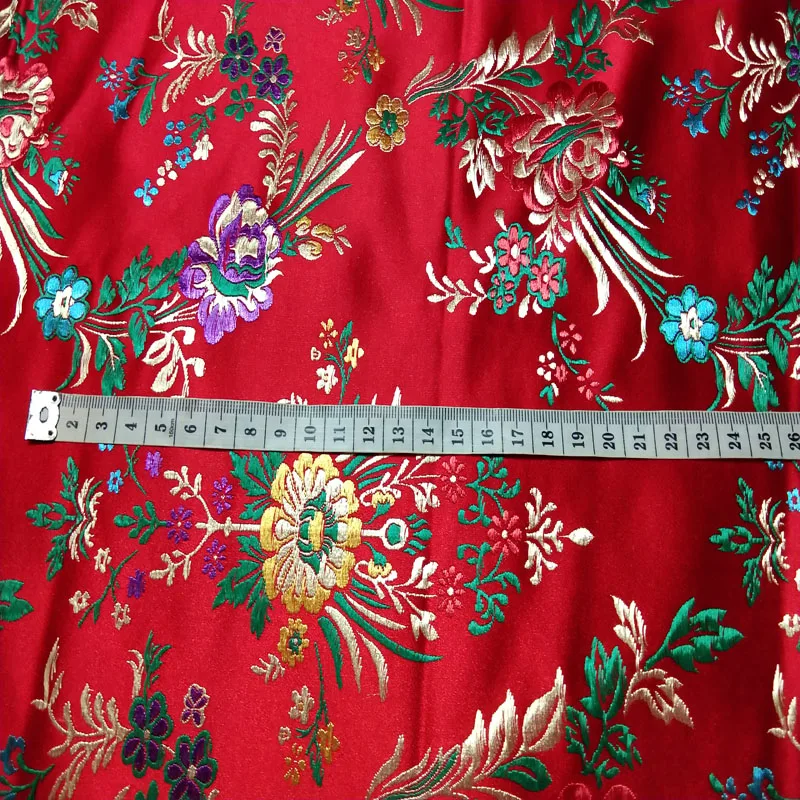 Trandition Red Colorful Flowers Jacquard Brocade Fabric 50x72cm Floral Jacquard Apparel Costume patchwork fabric Upholstery