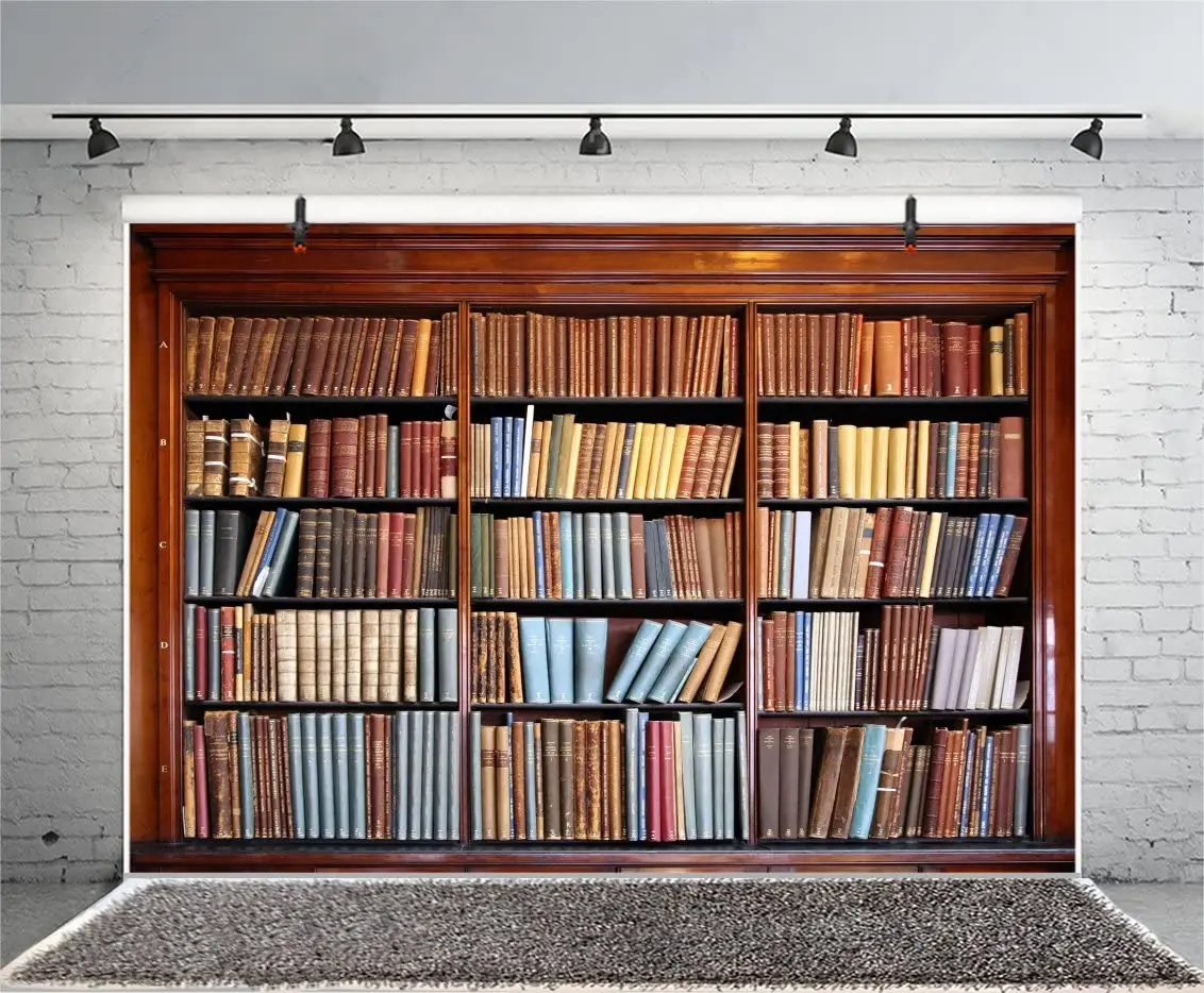 Fondo de fotografía de estantería Vintage, estantería Retro, libros clásicos, biblioteca, estudiantes, niños, adultos, retrato, foto de fondo