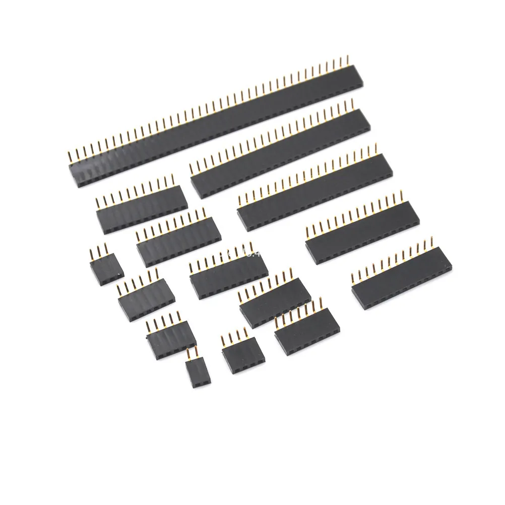 10 Pieces/Lot 2.54mm Single Row Female Right Angle Pin Header Socket 1*2/3/4/5/6/7/8/9/10/20/40Pin Connector For Arduino