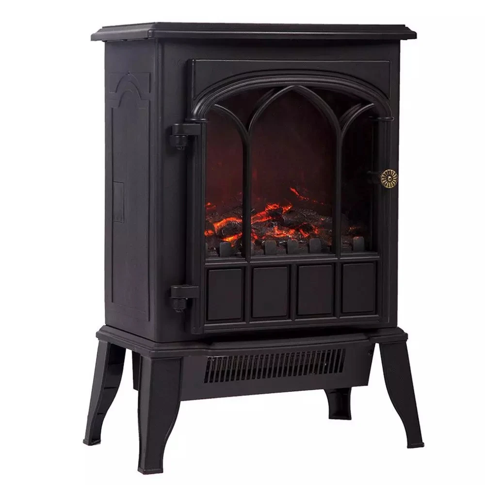 

Electric Fireplace 1.5KW/2KW Free Standing Electric Wood Stove|Fireplace Heater with Openable Door Realistic Flame and Logs