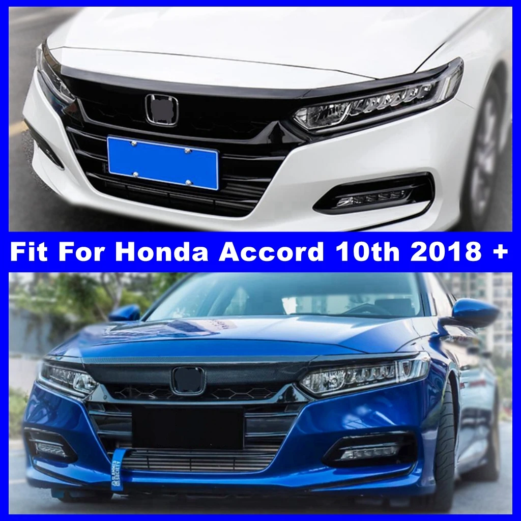 

Front Engine Hood Bumper + Head Lights Lamps Eyebrow Decoration Panel Cover Trim Fit For Honda Accord 10th 2018 - 2022 Exterior