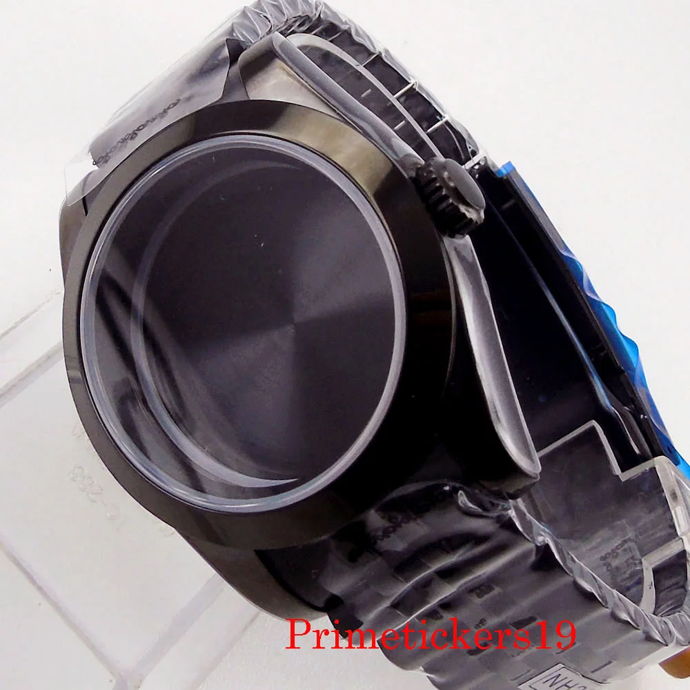 40MM Bliger 40mm Black PVD Plated Watch Case For NH35 NH36 MIYOTA 8215 ETA 2836 Movement Sapphire Glass Jubilee Strap