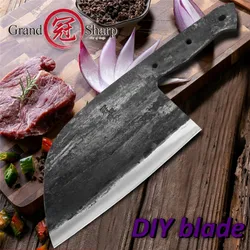 7 Inch Handmade Forged Chef Knife Blank Blade Clad Steel Forged Chinese Cleaver Professional Kitchen Chef Knife DIY Tools