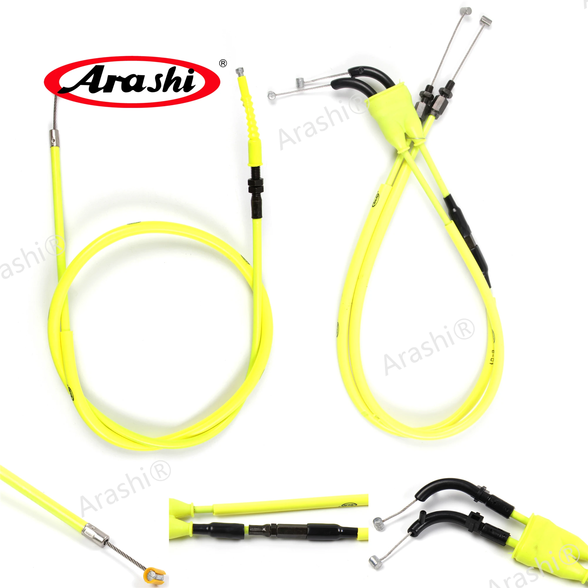 Arashi Motorcycle Accessories Throttle & Clutch Cables Stainless Lines Wires for YAMAHA YZF R1 2004 2005 2006 YZF-R1 YZFR1 1 Set