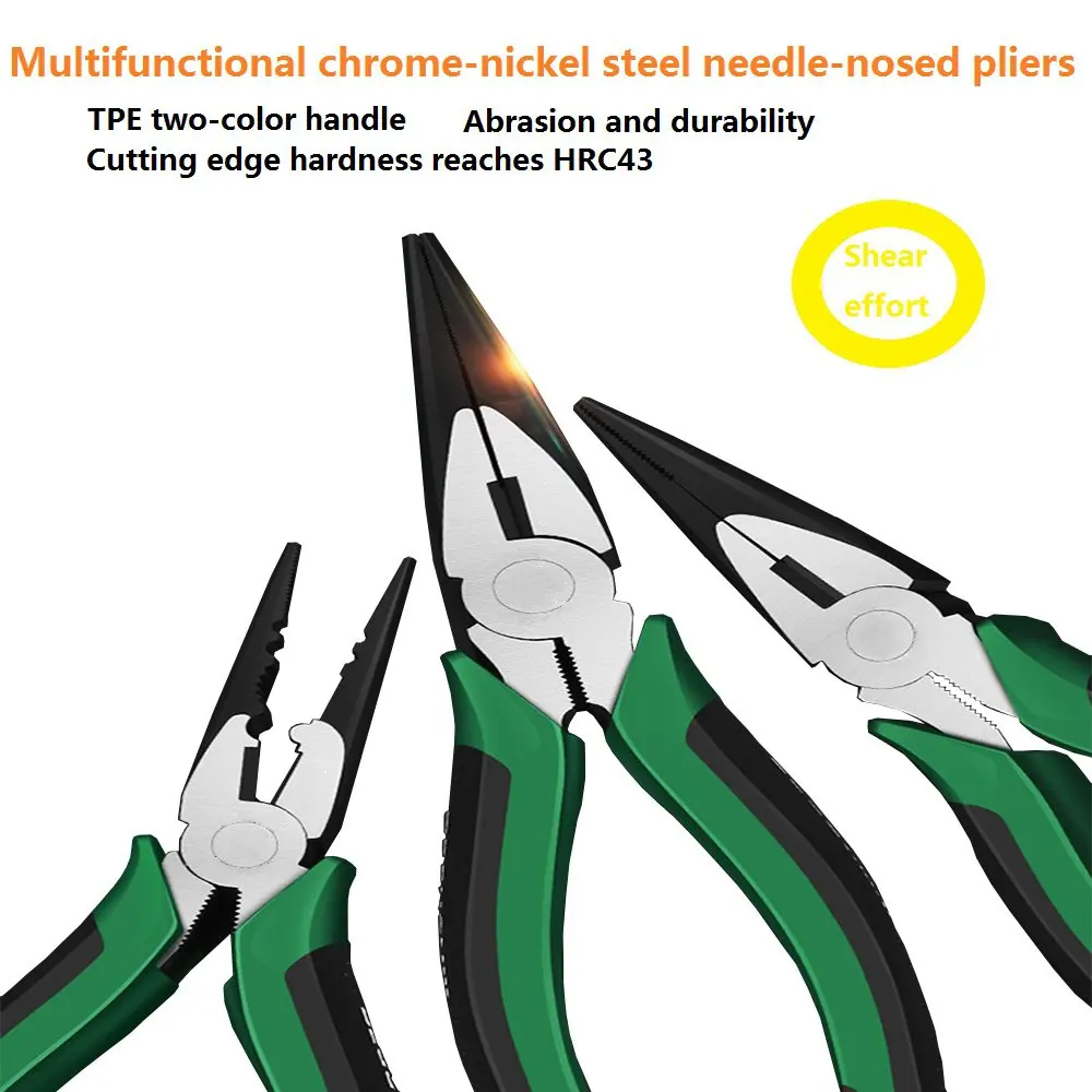 

6/7/8 inch Crimping Tools Double edge Needle-nose Multitool Pliers Nippers Cable Wire Stripper Aalicate Long Nose elbow