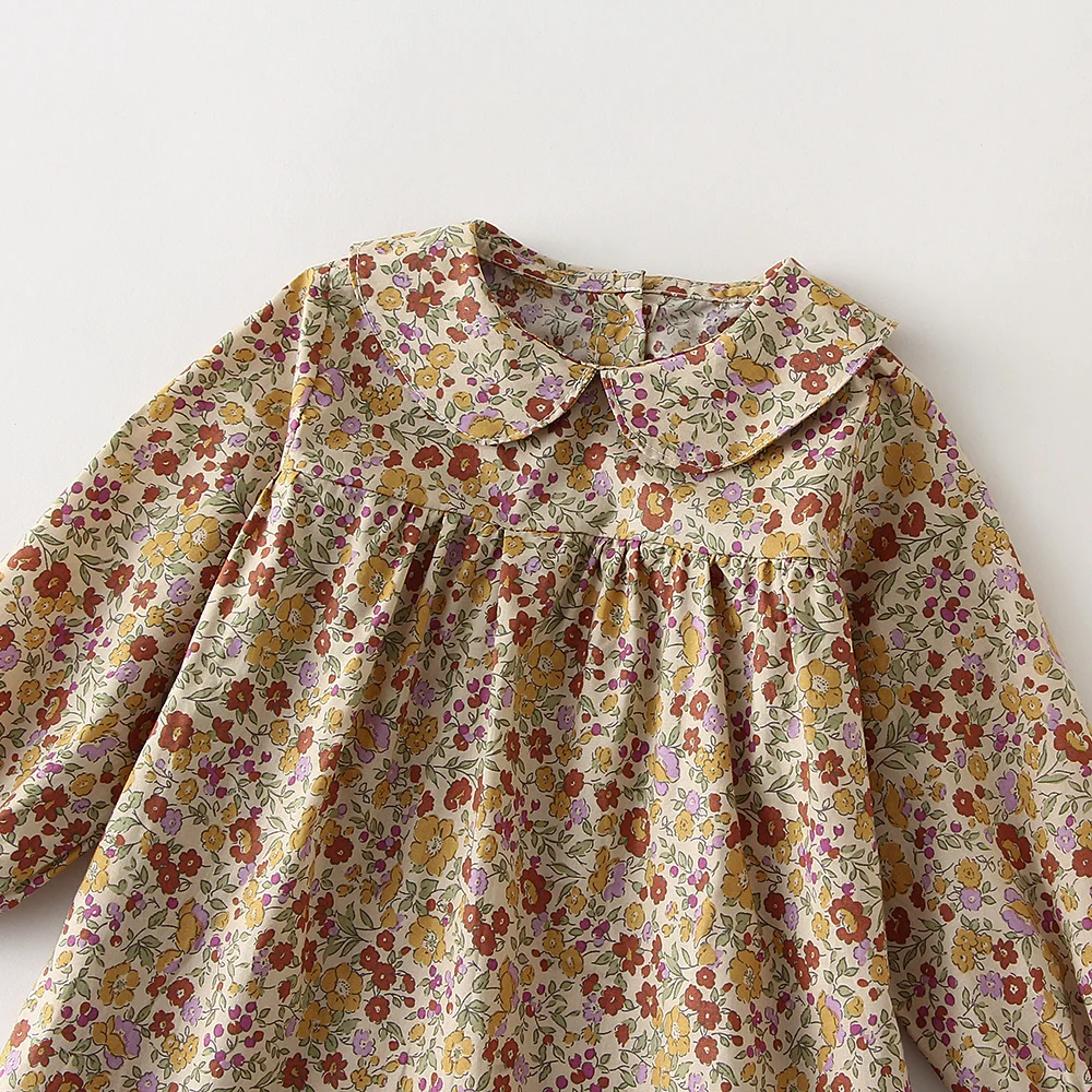 Fashion Baby Girl Dress Kids Clothes For Girls Long Sleeves Floral Blouse Dress For Girls Spring Summer Kids Dress For 0-6Y