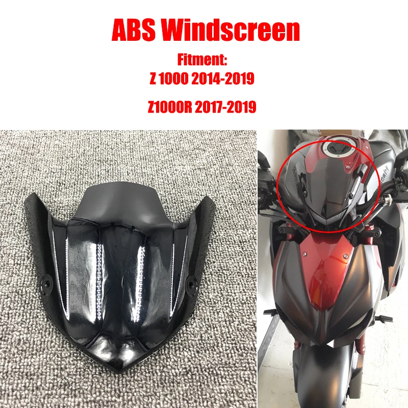 Z1000R Z1000 2014-2019 Motorbike Double Bubble ABS Windscreen Windshield Short for Kawasaki Z1000R 2017-2019 &14-19 Z1000