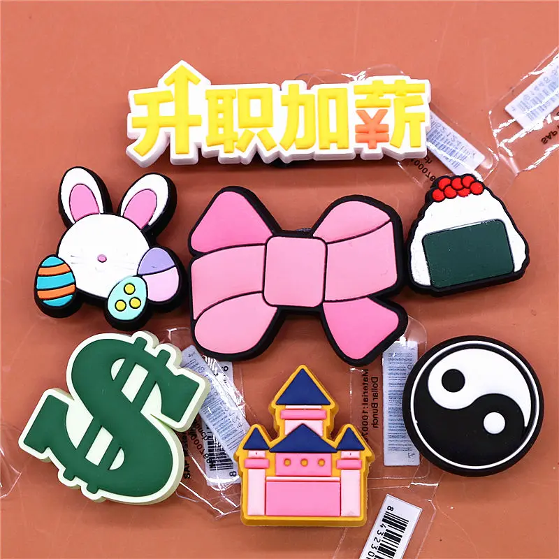 Japanese Rice Ball Bunny Shoe Charms Accessories Bow Tai Chi Get Promoted Shoe Buckle Decorations fit Kids X-mas Party Gift U270