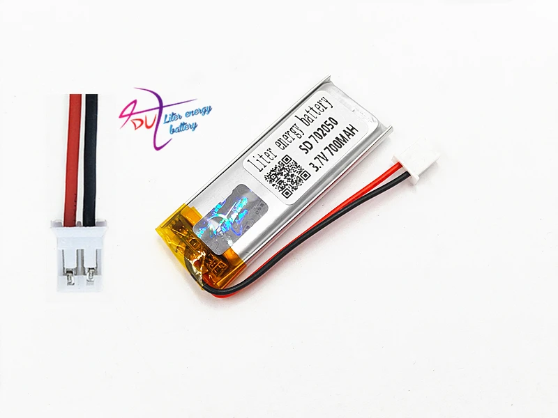 JST PH 2.0 2pin 10PCS 3.7V 700mAh 702050 แบตเตอรี่ลิเธียมโพลิเมอร์แบตเตอรี่ LiPo แบบชาร์จไฟได้สำหรับ Mp3 หูฟัง PAD DVD กล้องบลูทูธ