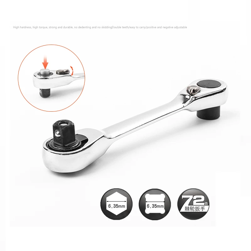1/4"Mini Ratchet Wrench Batch Head Handle Small Fly Socket Wrench Double-Ended Torque Wrench Spanner Hand Repair Tools