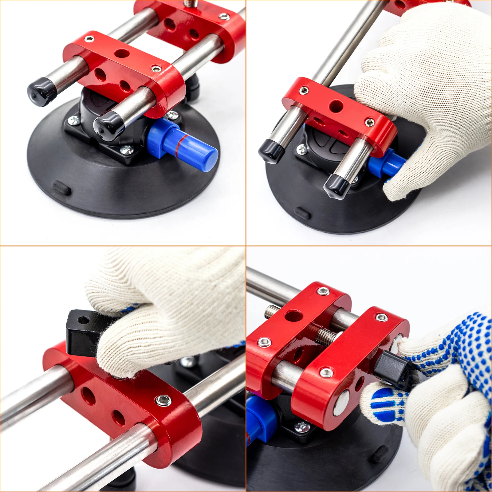 Adjustable Seamless Stone Seam Setter 6 Inch Vacuum Suction Cup Setter with Pressure Guage for Tile Joint Leveling Hand Tool