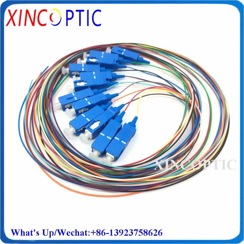 12Coloreful SM 9/125 G652D SC ST FC LCUPC 1/1.5/2M 12Colored 0.9MM Tight-Buffer PVC Bundle/Bunchy/Fanout Fiber Optic Pigtail