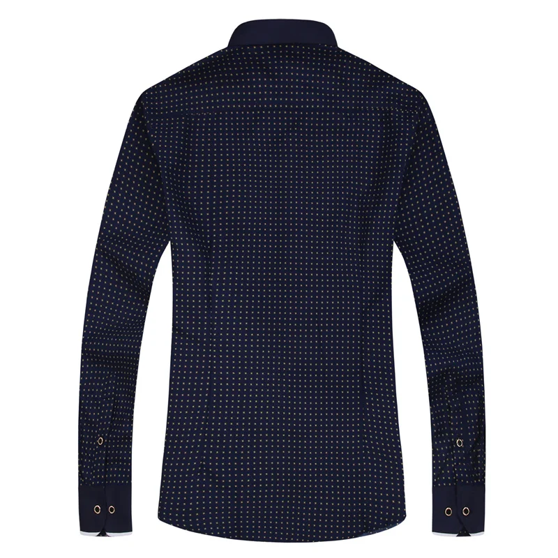 2024 New Men Print Long Sleeve Shirts High Quality Skin-friendly Fabric Square Collar Tops Business Casual Wear Formal Dress